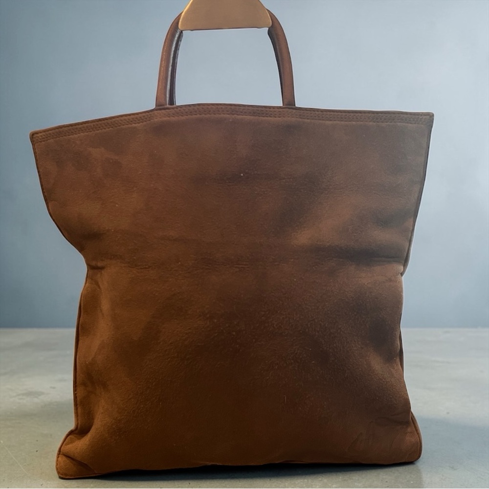 Vintage Loewe Leather Tote Bag Brown Anagram Embossed Made in Spain